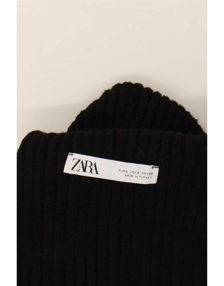 Zara Pull court surdimensionné à col roulé pour femme UK 10 Petit Noir