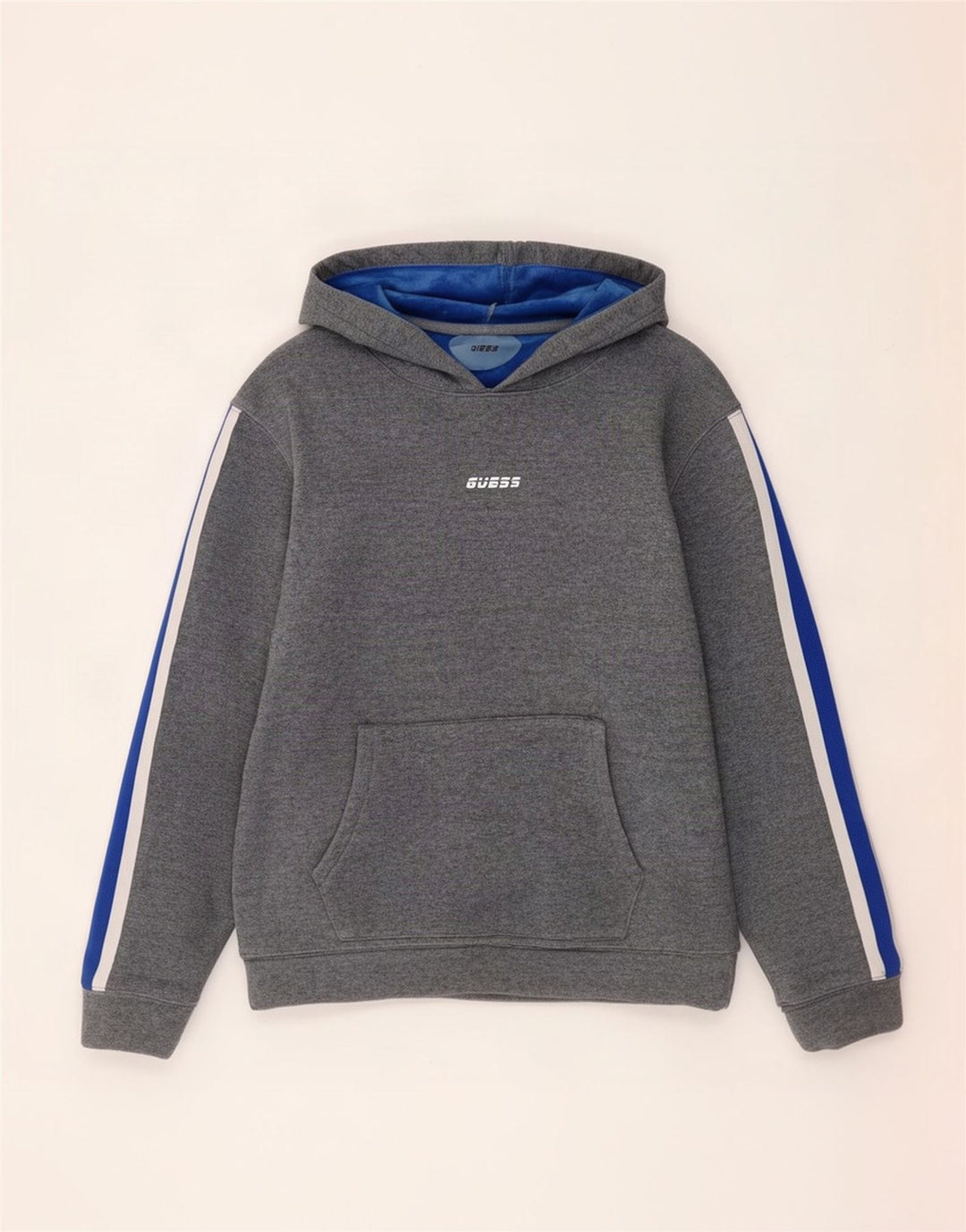 Guess Pull à capuche pour homme en polyester color block gris moyen