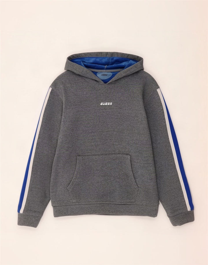 Guess Pull à capuche pour homme en polyester color block gris moyen