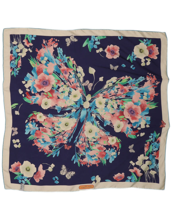 Salvatore Ferragamo Foulard Carré Femme Taille Unique Bleu Marine Floral Papillon