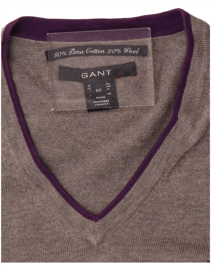 Gant Pull Col V Homme Gris Moyen Colorblock Coton