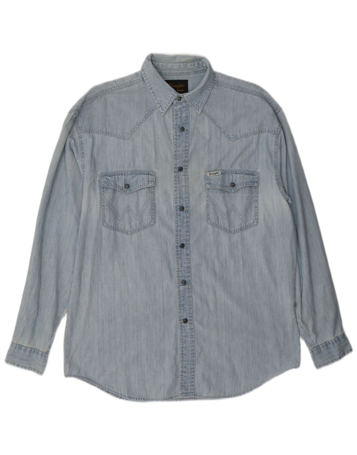 Wrangler Chemise en Jean Homme Bleu Moyen Coton