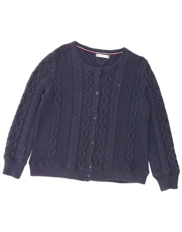 TOMMY HILFIGER Pull Cardigan Femme UK 14 Bleu Marine Moyen