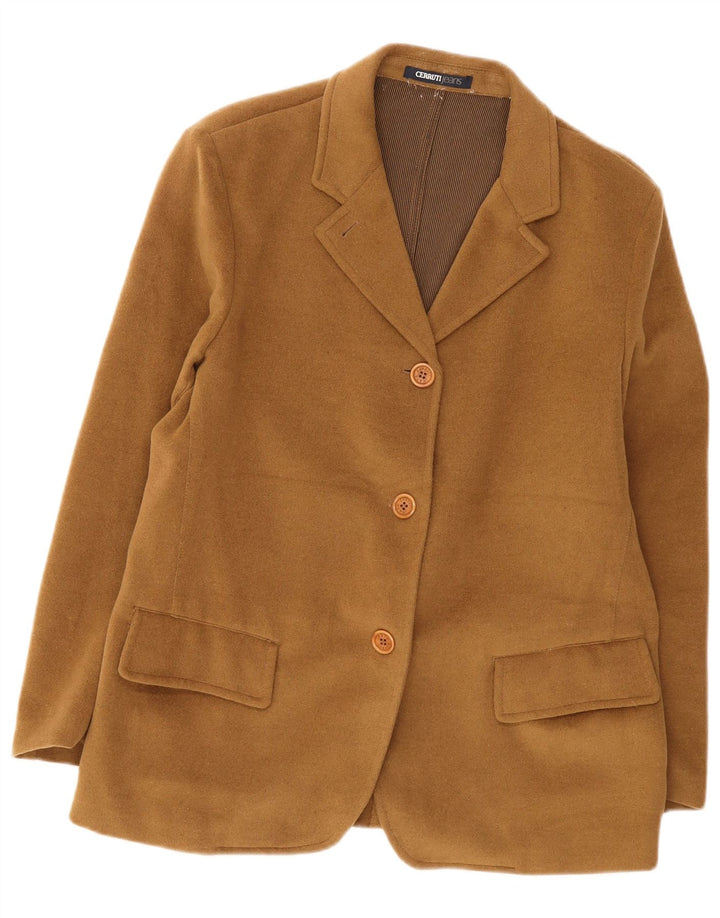 Cerruti Veste Blazer 3 Boutons Femme UK 16 Large Marron Polyester