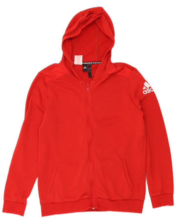 Adidas Pull à capuche zippé graphique pour homme en coton rouge moyen