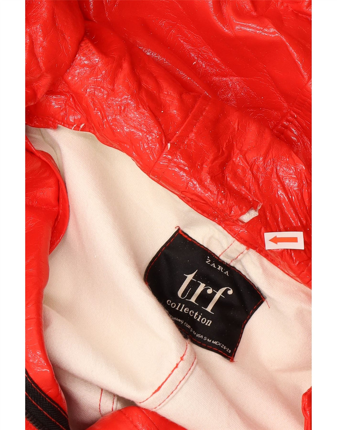 Zara Veste de pluie à capuche pour femme UK 10 Small Rouge Polyéthylène