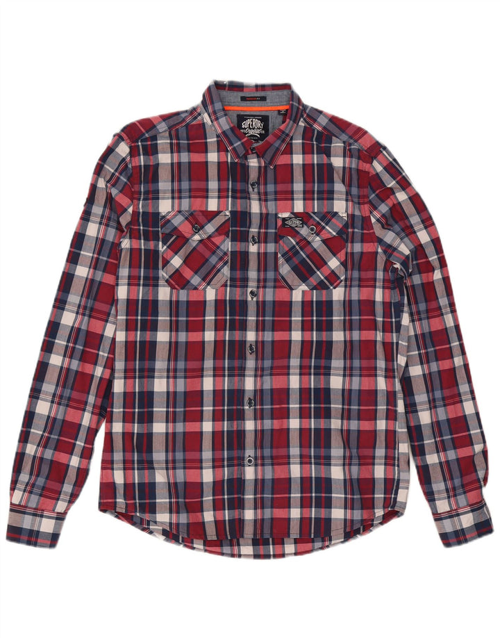 Superdry Chemise Regular Fit Grand Carreau Rouge Coton Homme