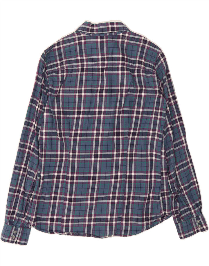 EDDIE BAUER Womens Flannel Shirt UK 10 Small Blue Check Cotton Vintage Eddie Bauer and Second-Hand Eddie Bauer from Messina Hembry 