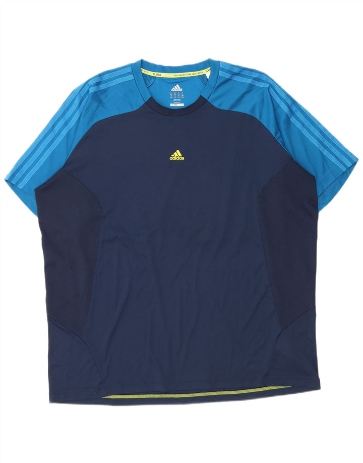 Adidas Hommes Climacool T-Shirt Top 2XL Bleu Marine Colorblock Polyester