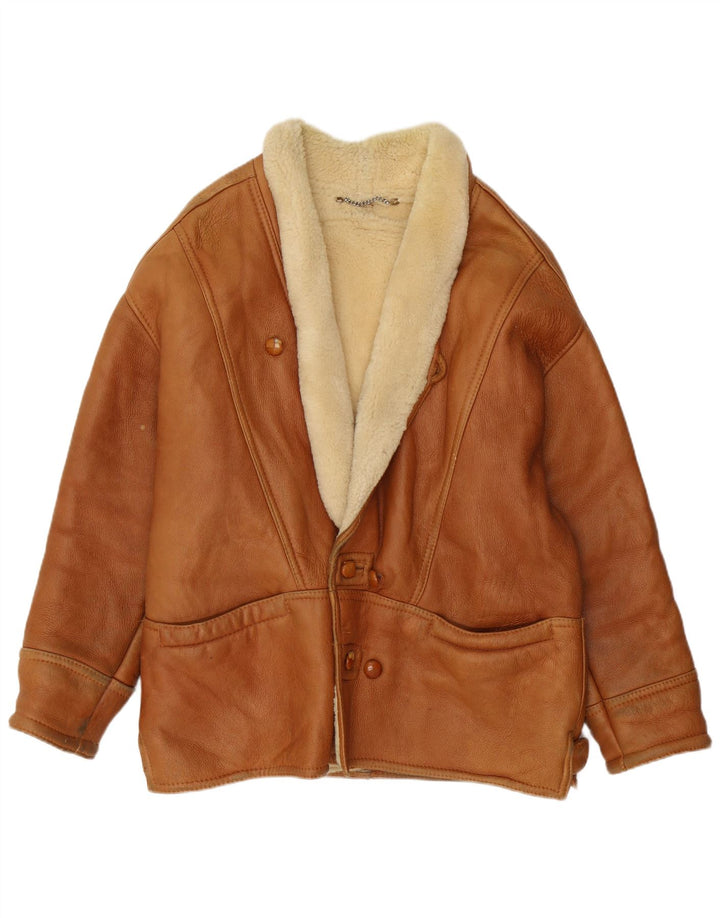 veste en peau de mouton vintage pour homme UK 40 Grande peau de mouton brune