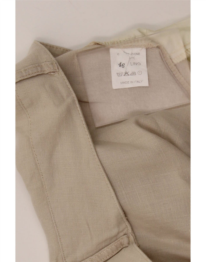 Pantalon Cargo Droit Femme Vintage IT 46 Grand W32 L32 Lin Beige