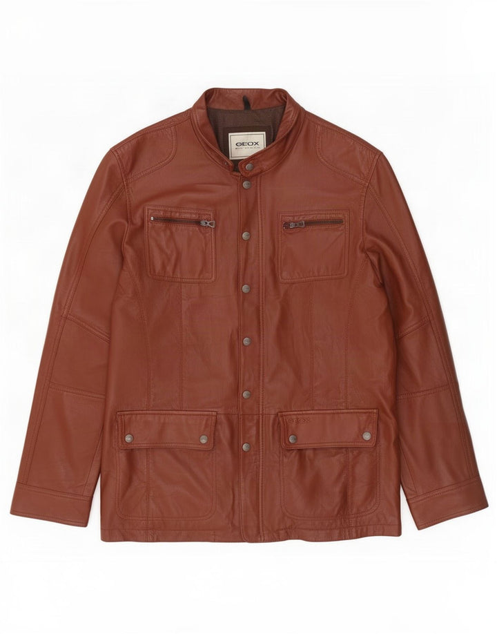 Geox Veste en cuir pour homme UK 48 4XL Marron
