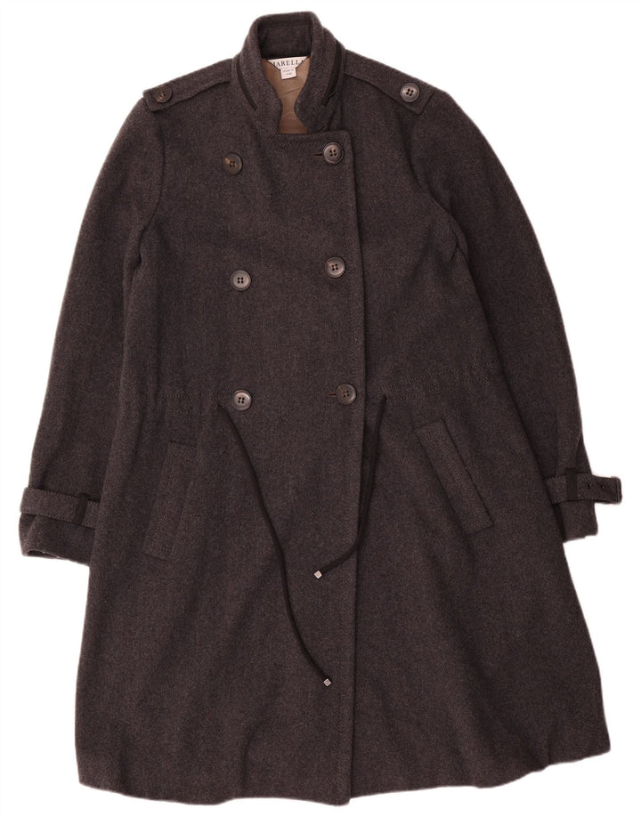 Marella Manteau militaire à double boutonnage pour femme UK 10 Petite laine grise