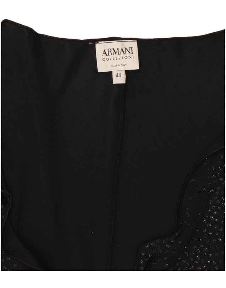 Armani Womens Blouse à manches longues Top IT 44 Medium Black Spotted