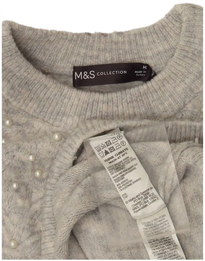 Marks & Spencer Pull à col rond pour femme UK 14 Gris moyen moucheté