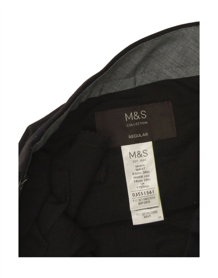 Marks & Spencer Pantalon de costume classique pour homme W36 L29 Noir Polyester