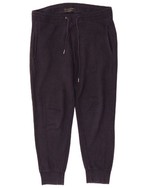 Zara Pantalon De Survêtement Homme Joggers Large Bleu Marine Coton
