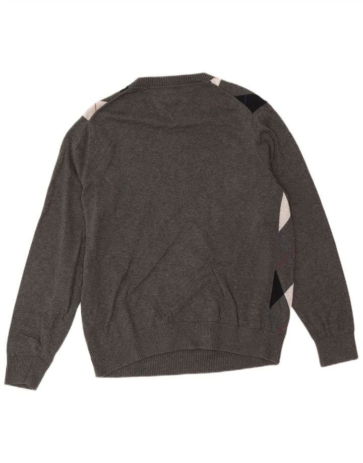 Tommy Hilfiger Pull col V Homme Gris Moyen Argyle/Diamant Coton