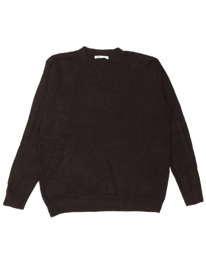 Zara Pull à col rond pour homme Petit Noir Viscose