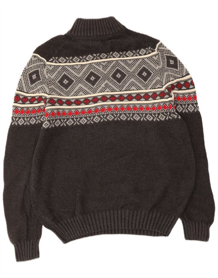 IZOD Pull à col zippé pour homme Petit gris Fair Isle en coton