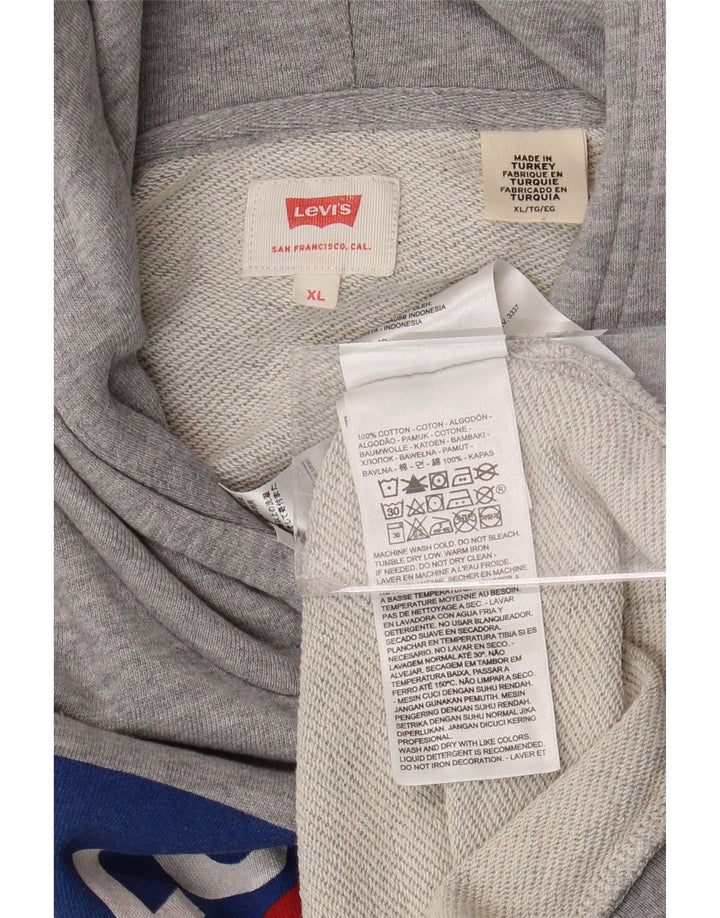 LEVI'S Pull à Capuche Graphique Homme XL Gris Coton