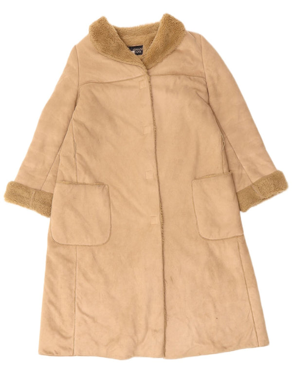 ARMANI Manteau Sherpa Femme UK 16 Large Beige