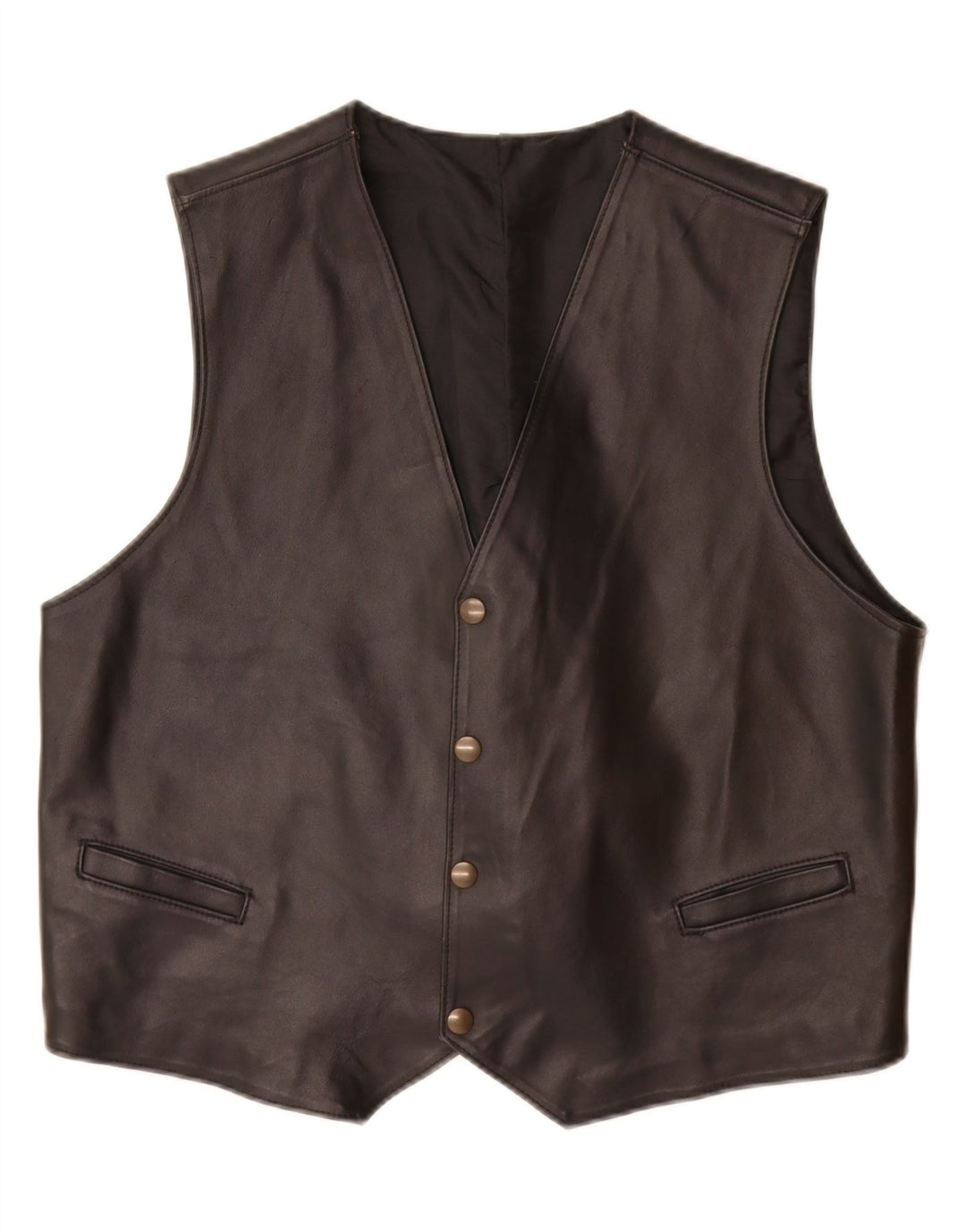 VINTAGE Gilet en cuir homme cuir noir moyen