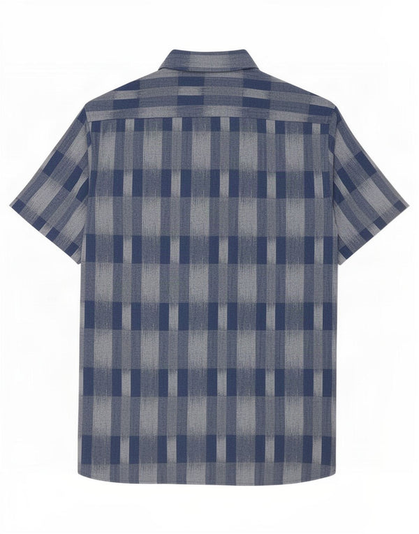 Marks & Spencer Chemise à manches courtes pour homme en coton à carreaux bleus