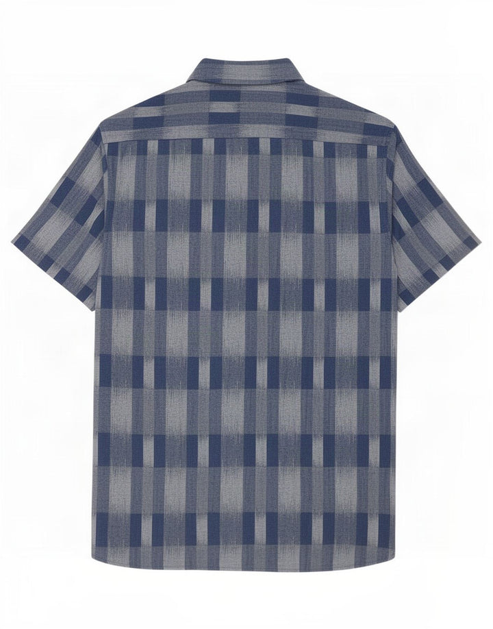 Marks & Spencer Chemise à manches courtes pour homme en coton à carreaux bleus
