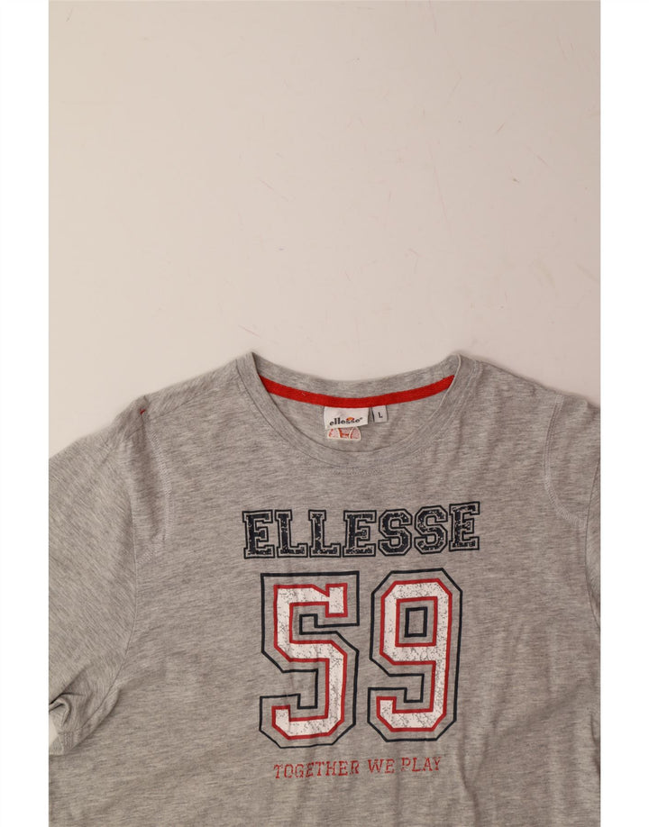 ELLESSE Mens Graphic T-Shirt Top Large Grey Cotton Vintage Ellesse and Second-Hand Ellesse from Messina Hembry 
