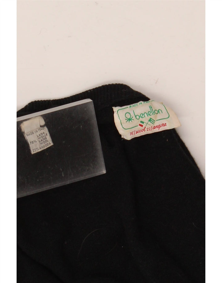 Benetton Pull Col Rond Femme IT 50 XL Laine Noir