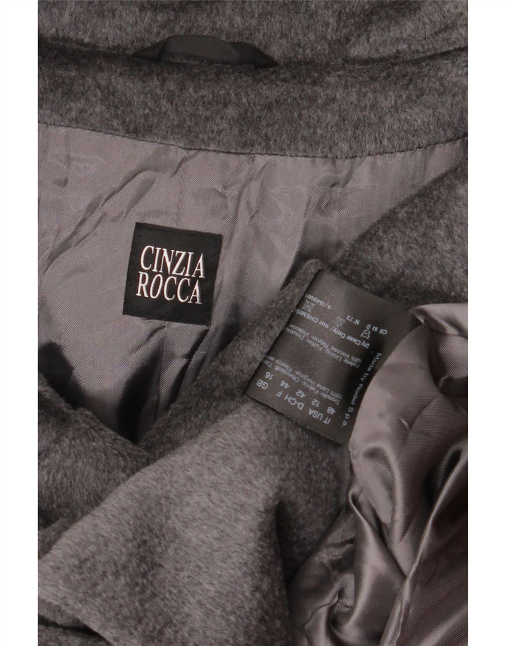 Cinzia Rocca Manteau Femme UK 16 Grande Laine Grise