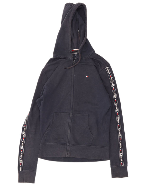Tommy Hilfiger Pull à capuche zippé graphique pour femme UK 14 Bleu marine moyen