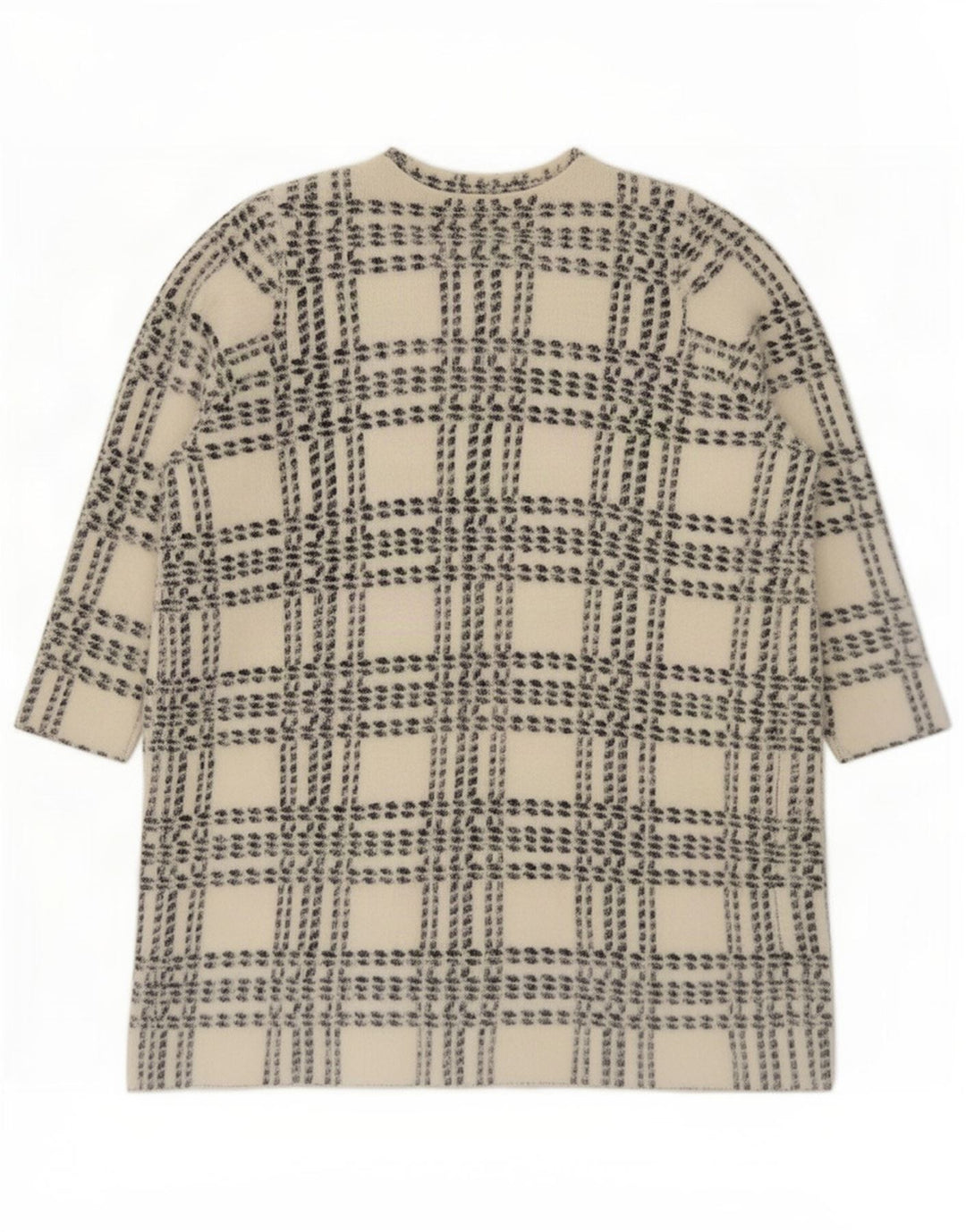 Marks & Spencer Pull cardigan long pour femme UK 14 à carreaux blancs moyens