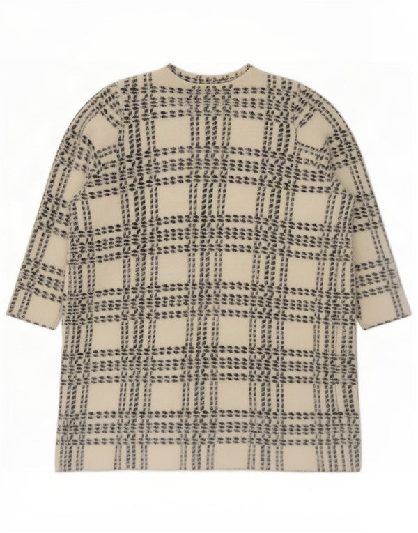 Marks & Spencer Pull cardigan long pour femme UK 14 à carreaux blancs moyens