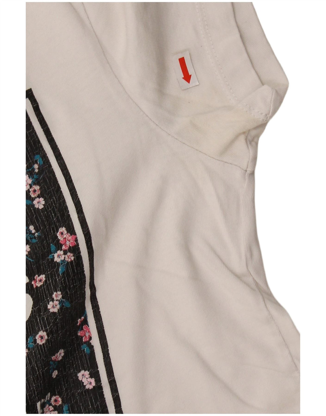 VANS Femmes Crop Graphic T-Shirt Top UK 6 XS Blanc Coton