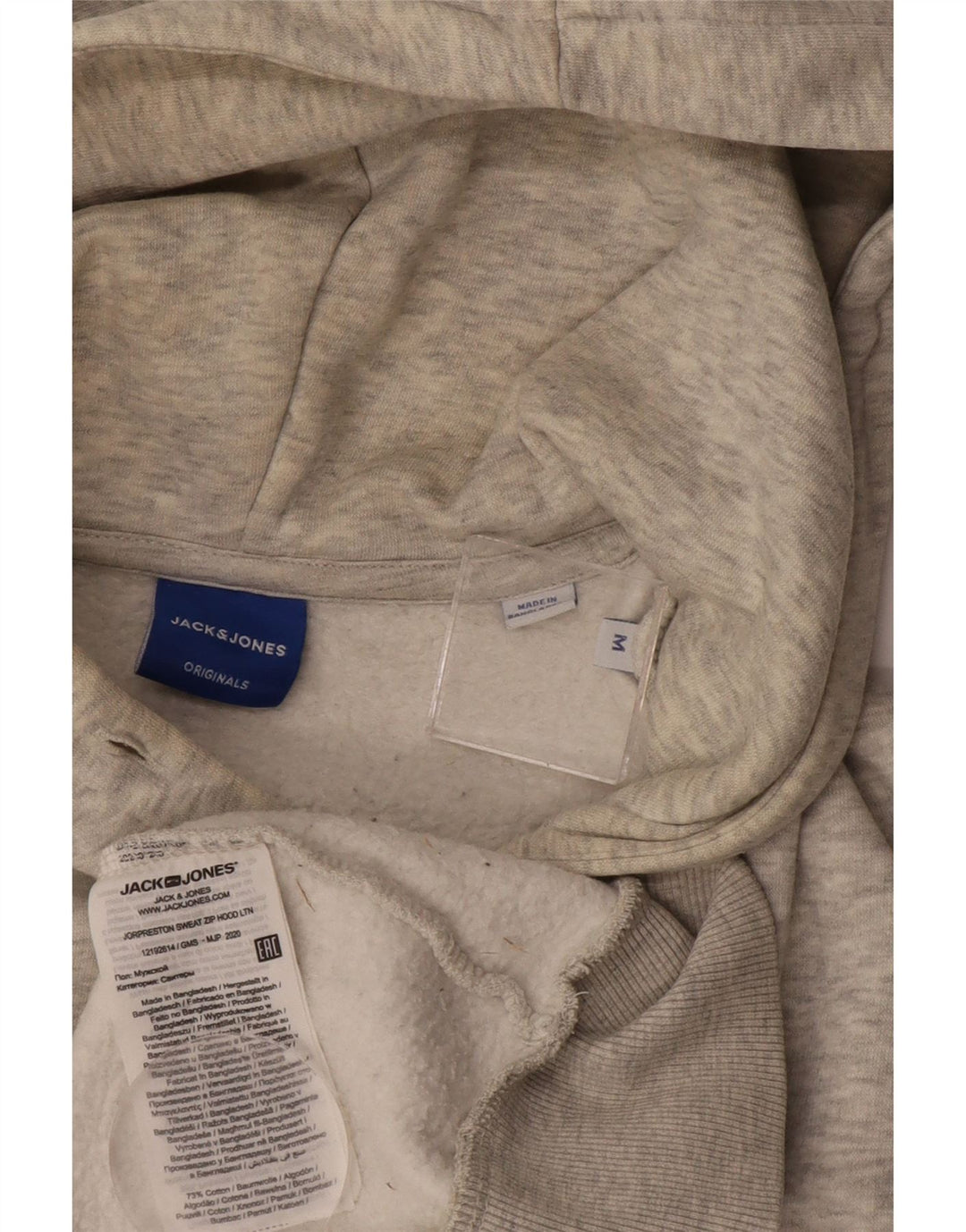 JACK & JONES Pull à Capuche Zippé Homme Gris Moyen Moucheté Coton