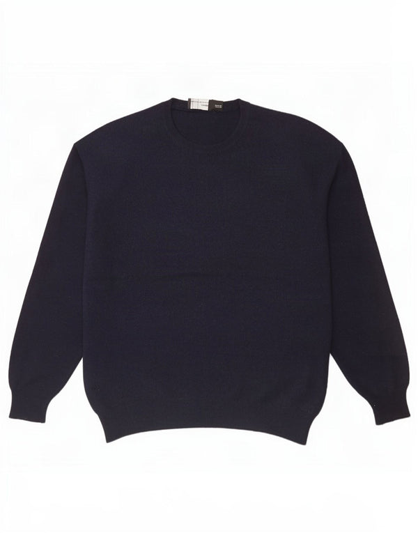 Zara Pull ras du cou pour homme XL en laine bleu marine