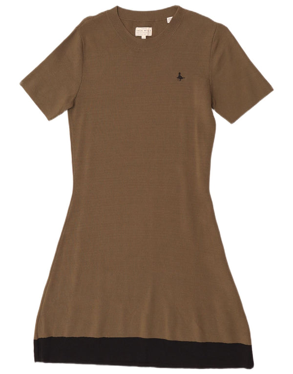 Jack Wills Robe pull à manches courtes pour femme UK 42 Kaki moyen Colourblock