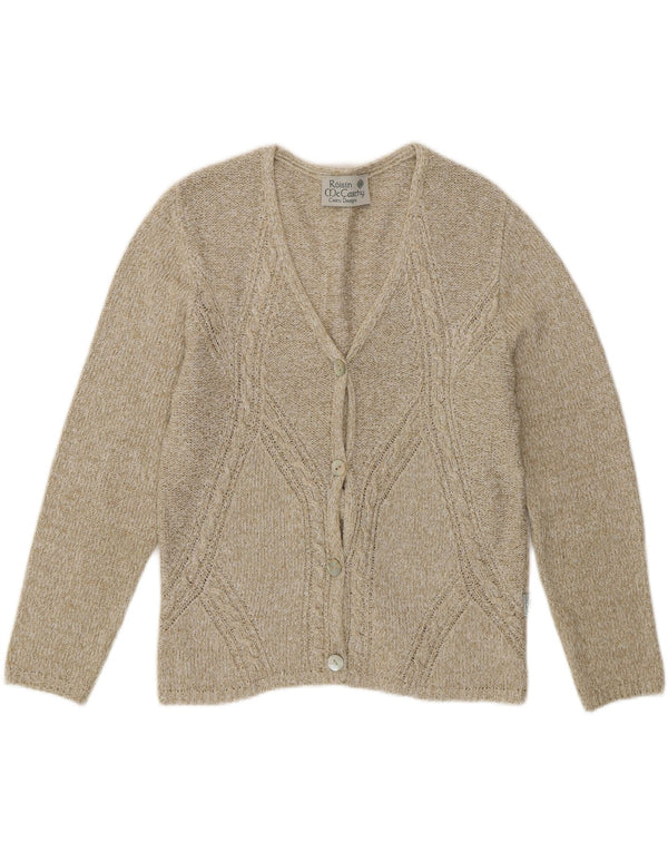 Roisin McCarthy Pull cardigan pour femme UK 10 Petit coton moucheté vert