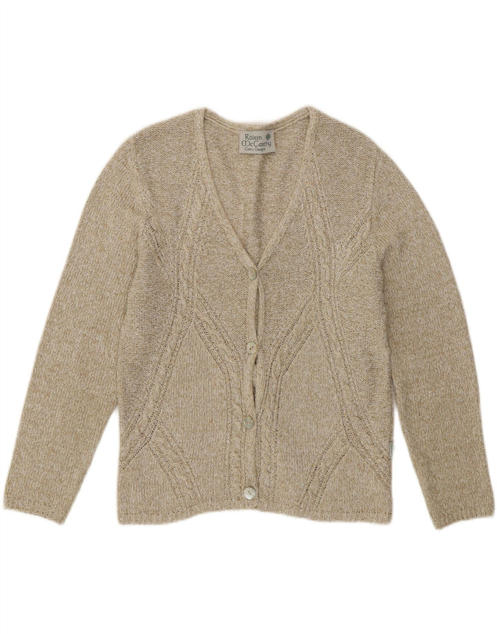 Roisin McCarthy Pull cardigan pour femme UK 10 Petit coton moucheté vert