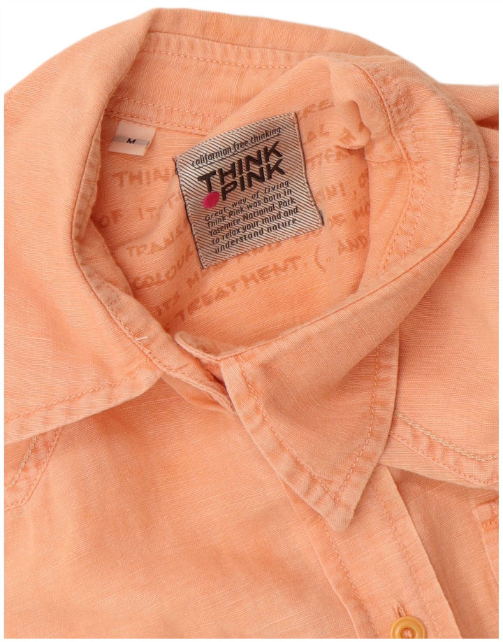 Think Pink Chemise sans manches pour femme UK 12 Coton orange moyen