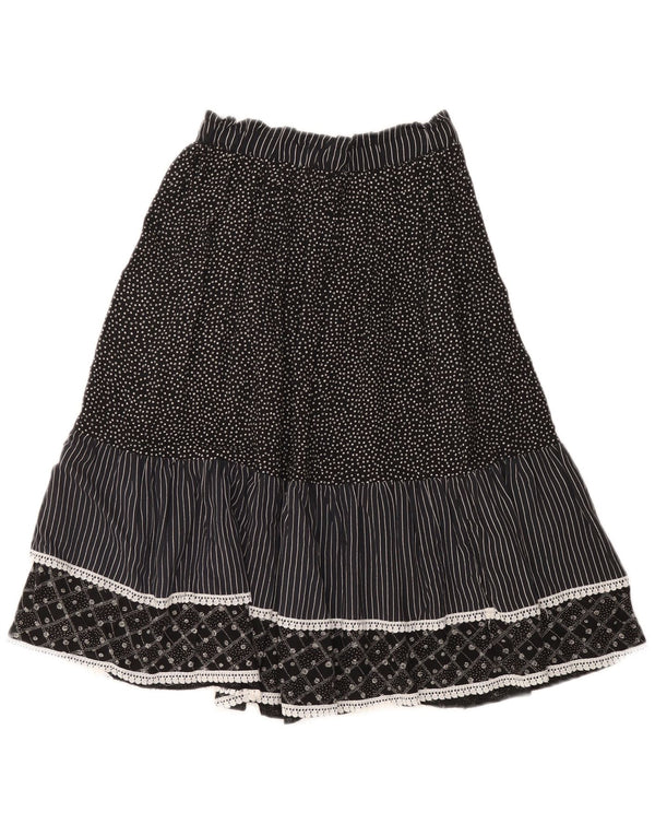 jupe à plusieurs niveaux femme vintage IT 44 Medium W32 Viscose tachetée noire