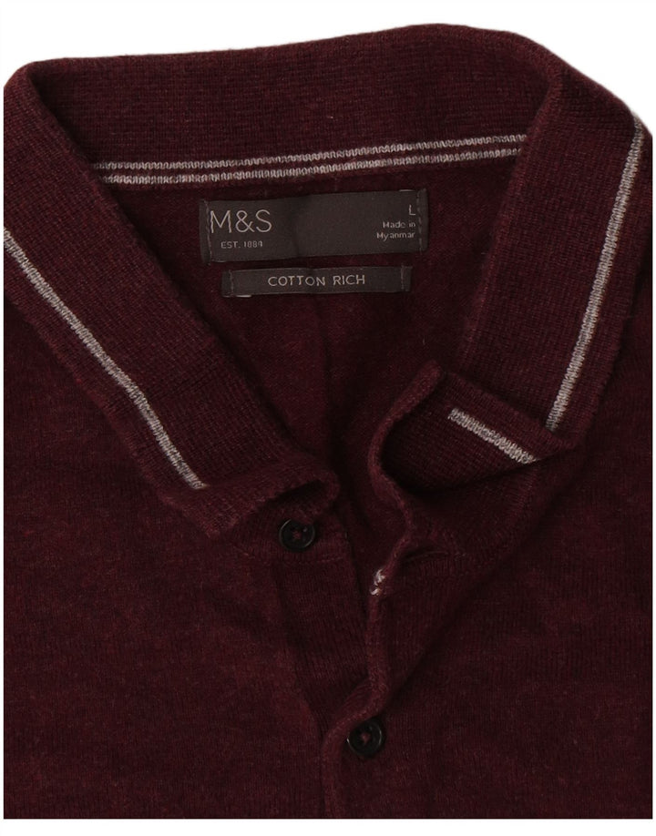 Marks & Spencer Pull à col polo pour homme Taille L Gris Colorblock