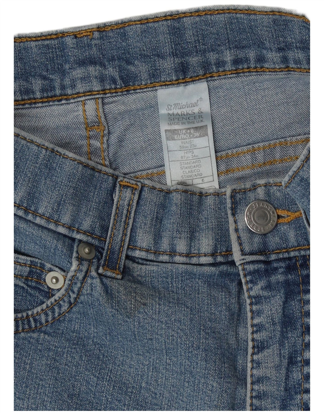 Marks & Spencer Short en jean pour femme UK 8 Small W23 Bleu Coton