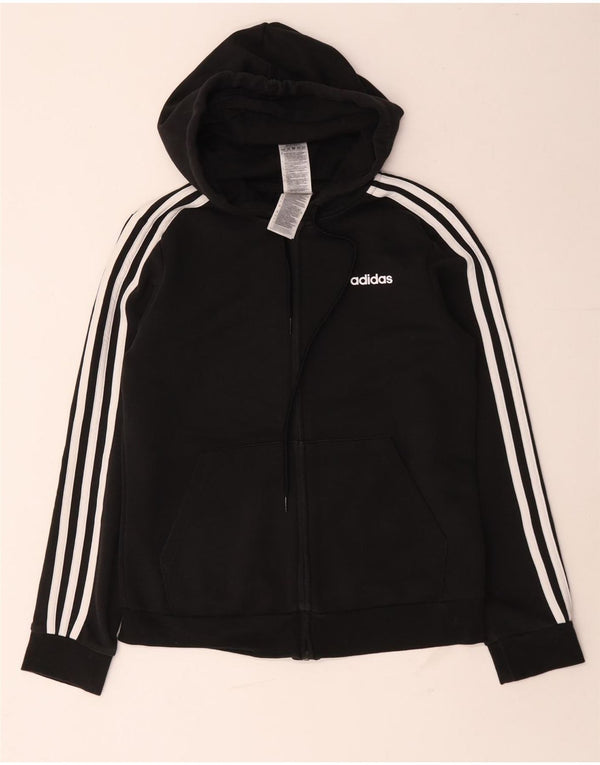 Adidas Pull à capuche zippé pour femme UK 12/14 Coton noir moyen
