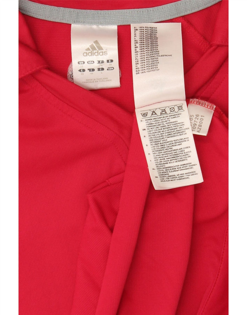 ADIDAS Womens Climalite Polo Shirt UK 12 Medium Red Polyester Vintage Adidas and Second-Hand Adidas from Messina Hembry 