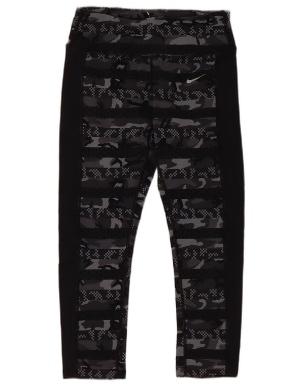 Nike Legging Capri Dri Fit pour femme UK 8 Small Noir Camouflage Nylon