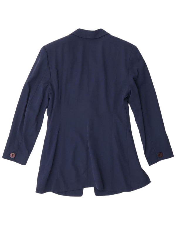 Vintage Womens 1 Button Blazer Jacket IT 44 Medium Navy Blue Acetate