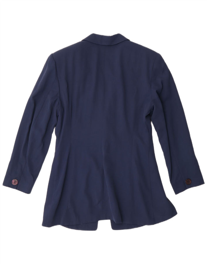 vintage Femme 1 Bouton Blazer Veste IT 44 Acétate Bleu Marine Moyen